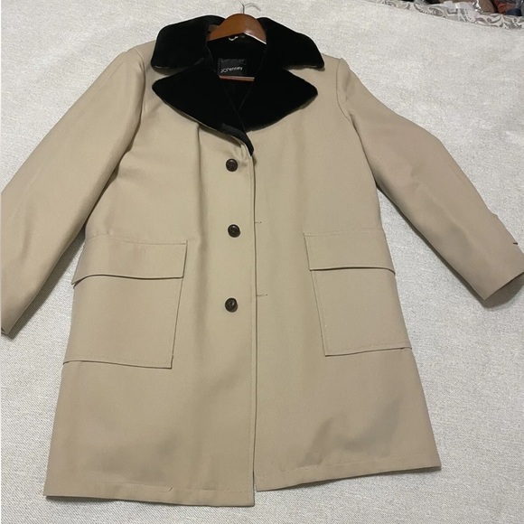 Vintage 70’s Sherpa Collar Tan Retro Coat - Men’s 42L - J.C. Penny Groovy - Picture 2 of 16
